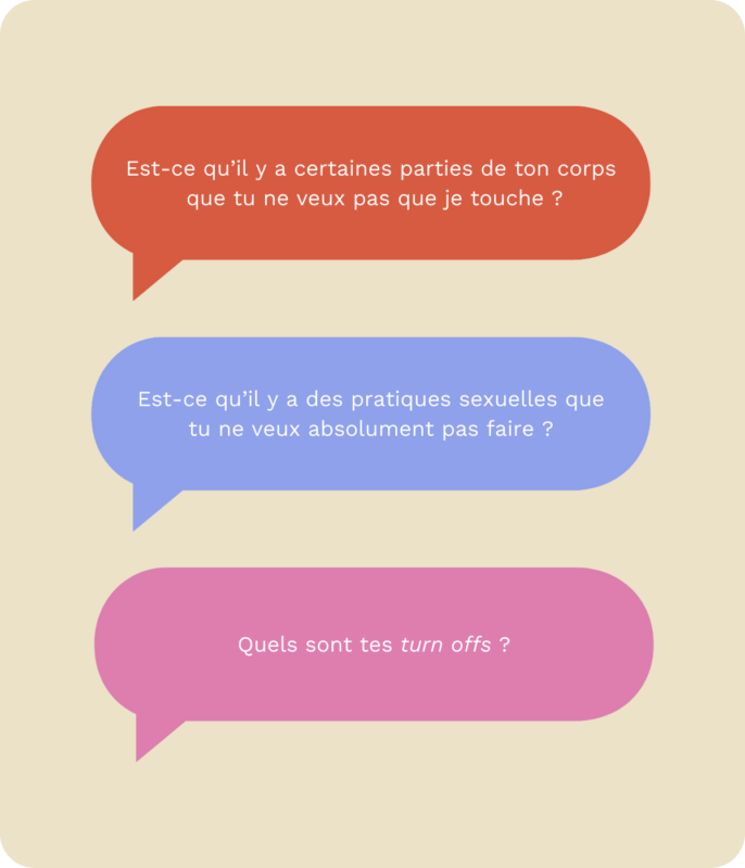 Exemples de questions à poser à tan partenaire par rapport à tes limites