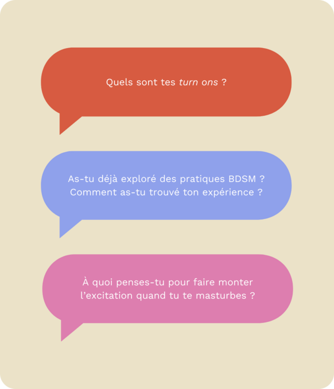 Exemples de questions à poser à tan partenaire par rapport à tes fantasmes